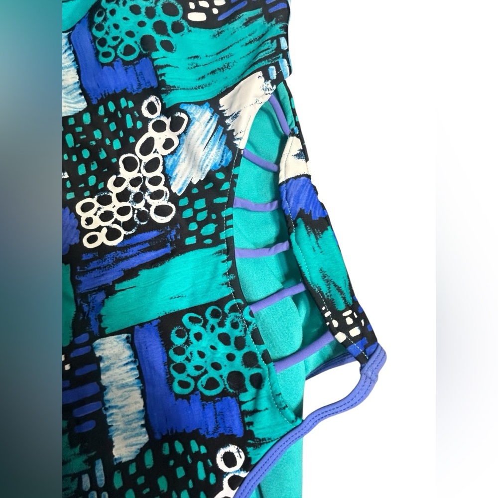 BLEU ROD BEATTIE plus size 14 geometric shape pattern one piece swimsuit NWT - Picture 6 of 8